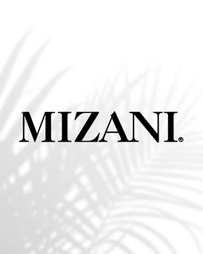 Mizani logo with palm tree shadow in the background.